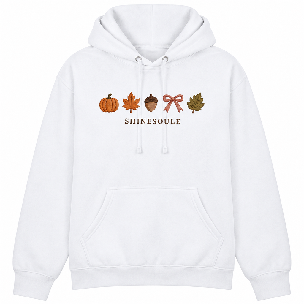 SHINESOULE Autumn Icons Graphic Hoodie - White