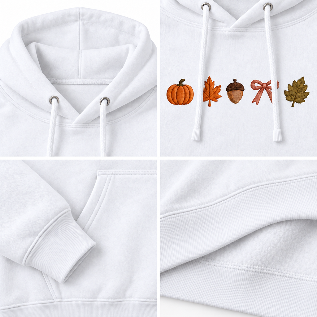 SHINESOULE Autumn Icons Graphic Hoodie - White