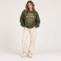 SHINESOULE Cosy Season Club Graphic Sweatshirt - Olive Green