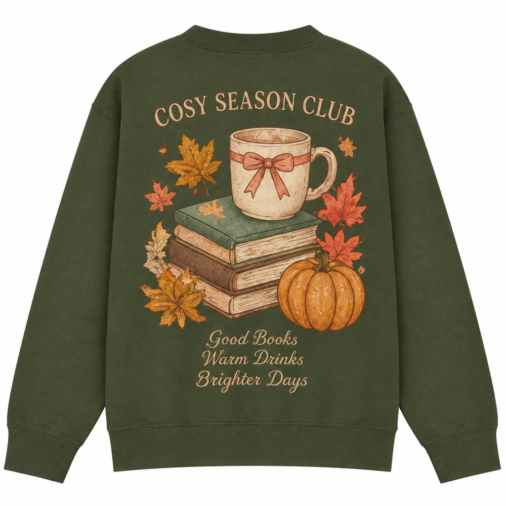 SHINESOULE Cosy Season Club Graphic Sweatshirt - Olive Green