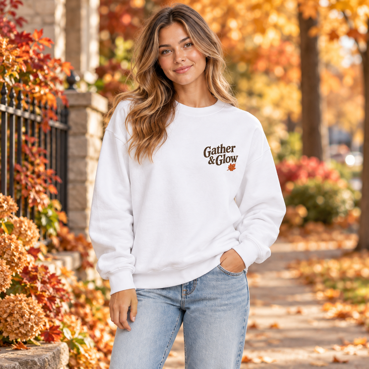 SHINESOULE Gather & Glow Graphic Sweatshirt - White