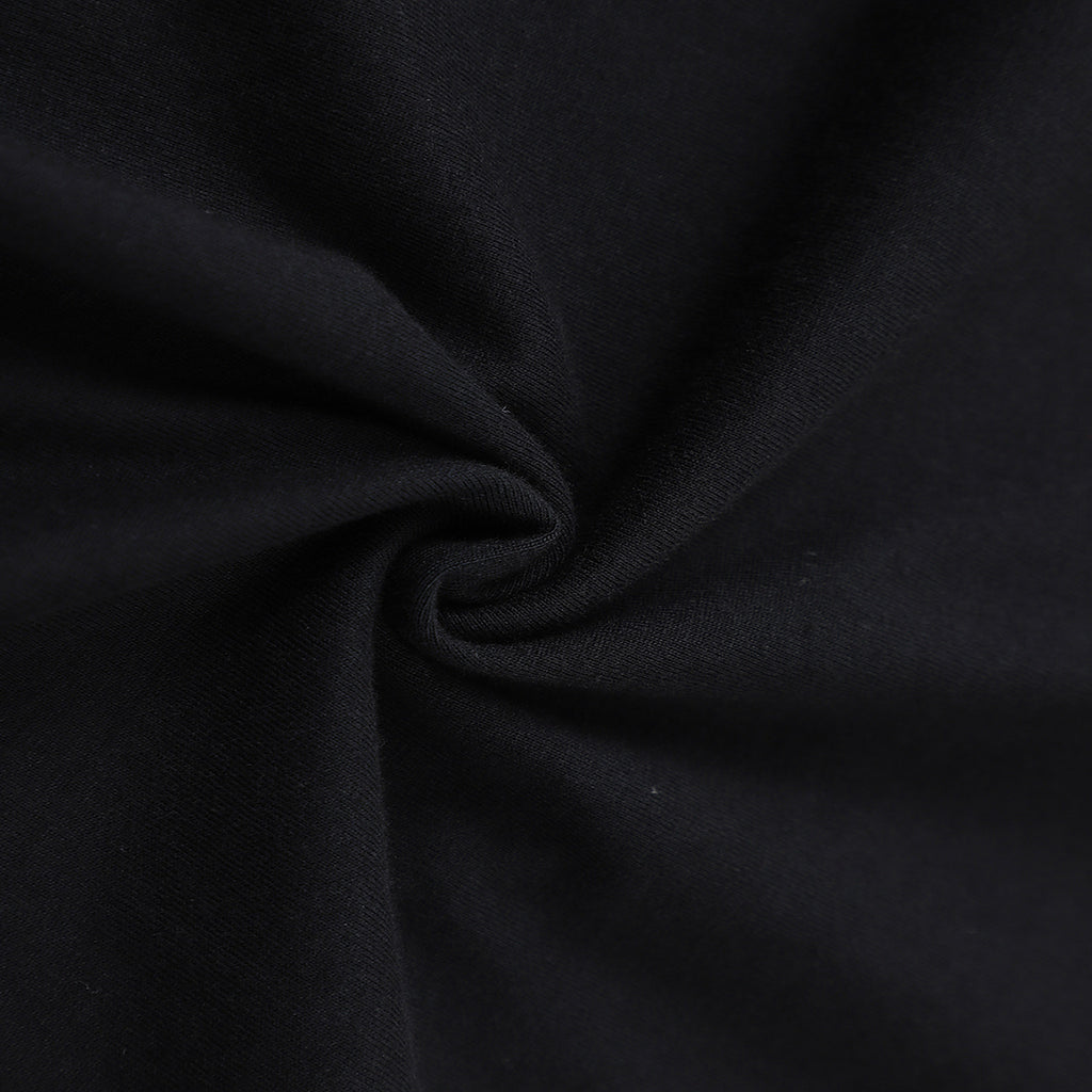 Close-up of the black Solstice Graphic T-Shirt fabric texture