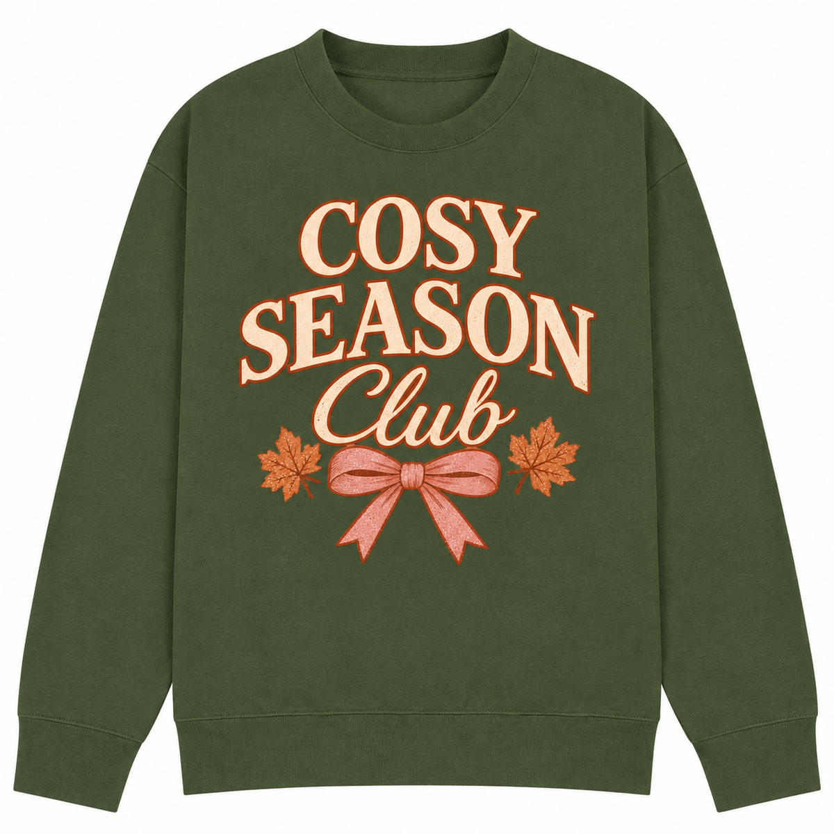 SHINESOULE Cosy Season Club Graphic Sweatshirt - Olive Green